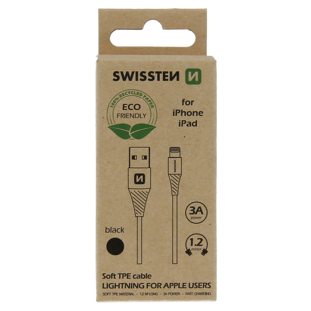 Dátovy kábel Swissten USB/LIGHTNING - čierny 1,2M (ECO)
